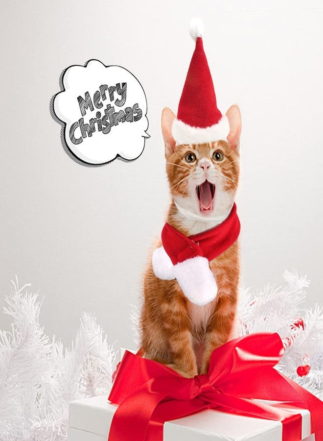 YUJUN 2PCS Cat Santa Hat with Scarf Outfit for Puppy Kitten Christmas Party Costume Supplies - Image 4